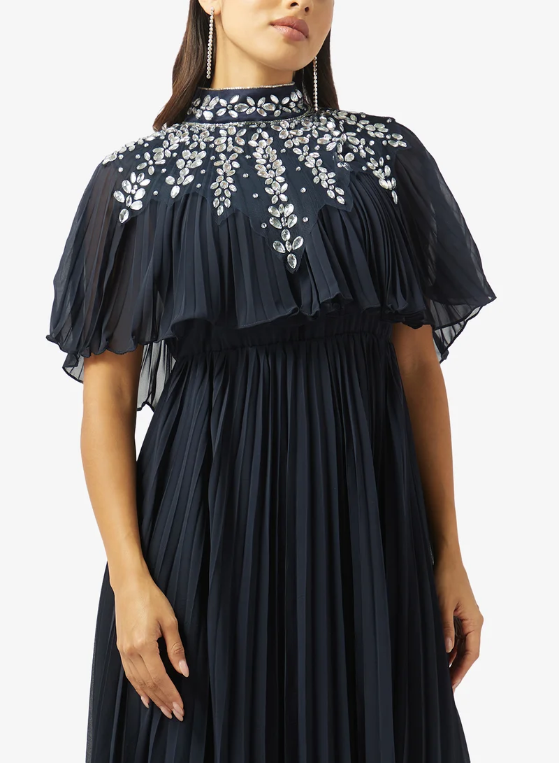 Amelia Rose Embellished Tiered Midi Dress